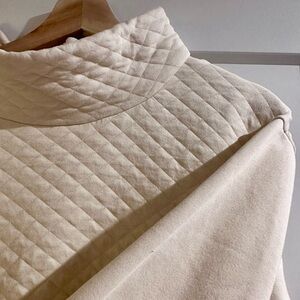 L.L. Bean Cream Quilted Turtleneck Sweatshirt